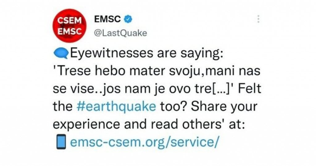 Neobična objava Europskog mediteranskog seizmološkog centra