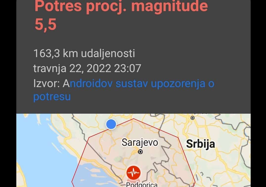 Potres se osjetio u Jajcu u 23.07 sati