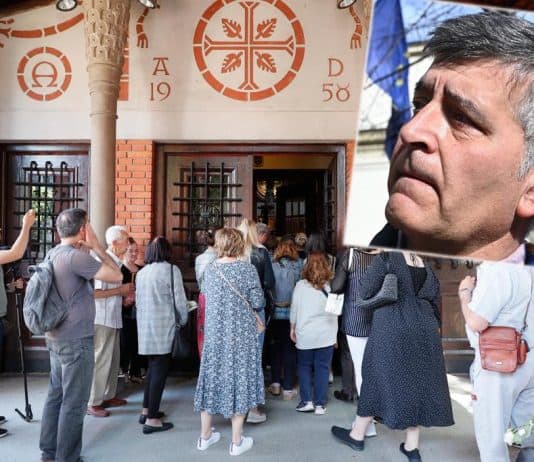 ISPRAĆAJ MATEJA PERIŠA: Nenad Periš stigao u crkvu u kojoj će se održati misa za njegova sina, došao i veći broj Beograđana