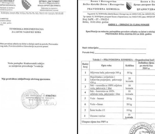 Sraman tender u Brčkom: Od javnog novca kupuju kavu, šećer i banane za odlazak na žalost