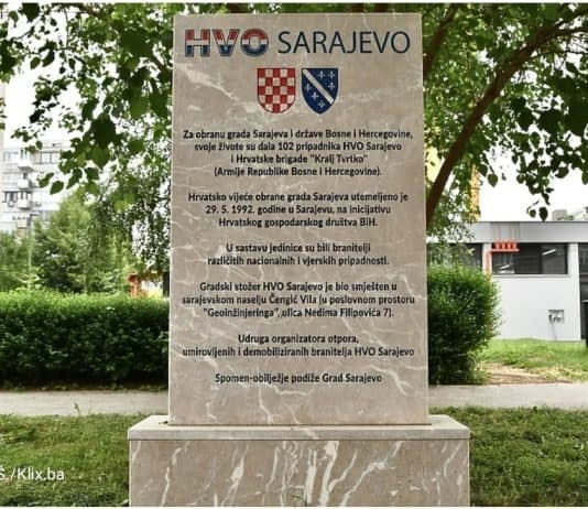 U Sarajevu otkrivena Spomen-ploča braniteljima HVO-a