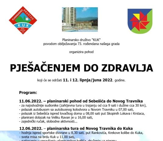 PD KUK organizira “Pješačenje do zdravlja”