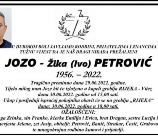 POČIVAO U MIRU: Posljednji ispraćaj Joze Petrovića – Žike u četvrtak na groblju Rijeka