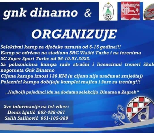 Početkom srpnja u Turbetu se organizira Dinamov nogometni kamp