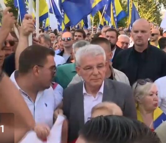 TOTALNI FIJASKO OD PROSVJEDA: Dio malobrojnih građana pokušao spriječiti Džaferovića da se obrati