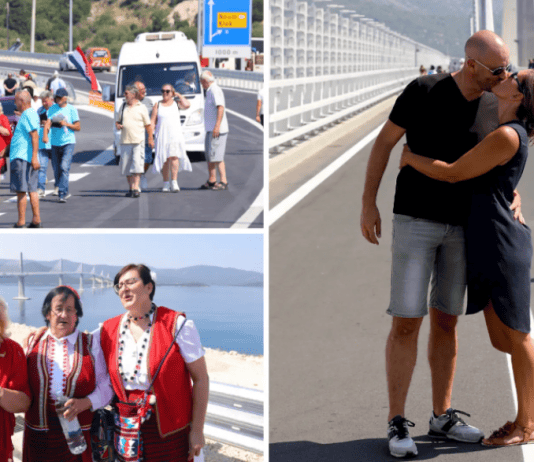 Veselje na Pelješkom mostu: Građani šeću na prekrasnom zdanju, pao i prvi poljubac