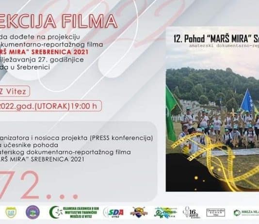 Večeras u Vitezu projekcija filma 12. Pohod “MARŠ MIRA” SREBRENICA 2021