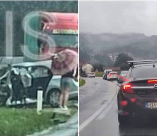 Sudar kamiona i automobila na magistralnom putu M-17, jedna osoba teško povrijeđena