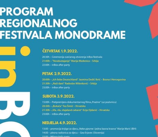 PROGRAM DRUGOG REGIONALNOG FESTIVALA MONODRAME “INBOX” NOVA BILA