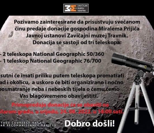 Pozivamo vas na promatranje Travnika i okolice sa teleskopom!