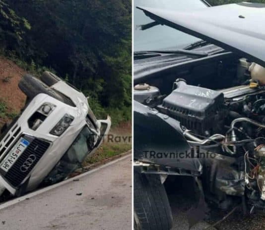 Stravična nesreća kod Travnika: Jedno vozilo na krovu, drugo uništeno