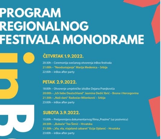 Objavljen program 2. Regionalnog festivala monodrame „inBox”