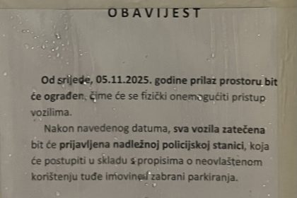Hoće li biti zabranjen parking ispred gradske sportske dvorane Jajce?
