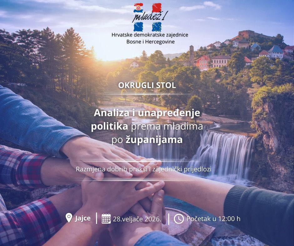 Mladež HDZ BiH organizara okrugli stol o temama vezanim uz status mladih