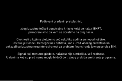 BHRT privremeno prekinuo program, državni servis pred kolapsom: Za dva dana ističe rok EBU-a, slijedi blokada računa