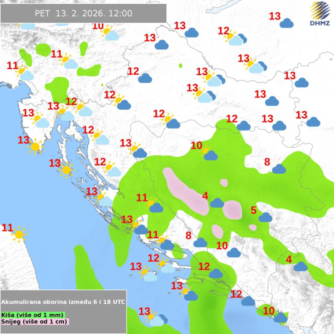 Vrijeme za vikend: Obilne oborine, bit će i snijega, a temperature idu dolje